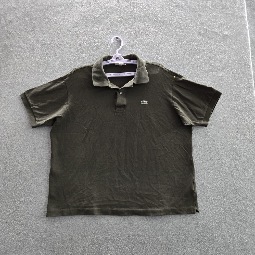Lacoste Men Polo US XXL (FR 7) Olive Green Embroidered Button Logo Classic